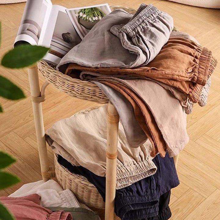 Pantalones harén de lino y algodón de cintura alta para mujer, informales, lisos y con bolsillos, de Buddha Stones - image 13
