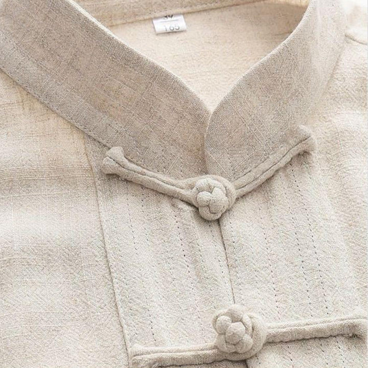 Conjunto de 2 piezas de traje Tang con botones de rana, camisa de manga larga y pantalones para hombre con Buddha Stones - image 2