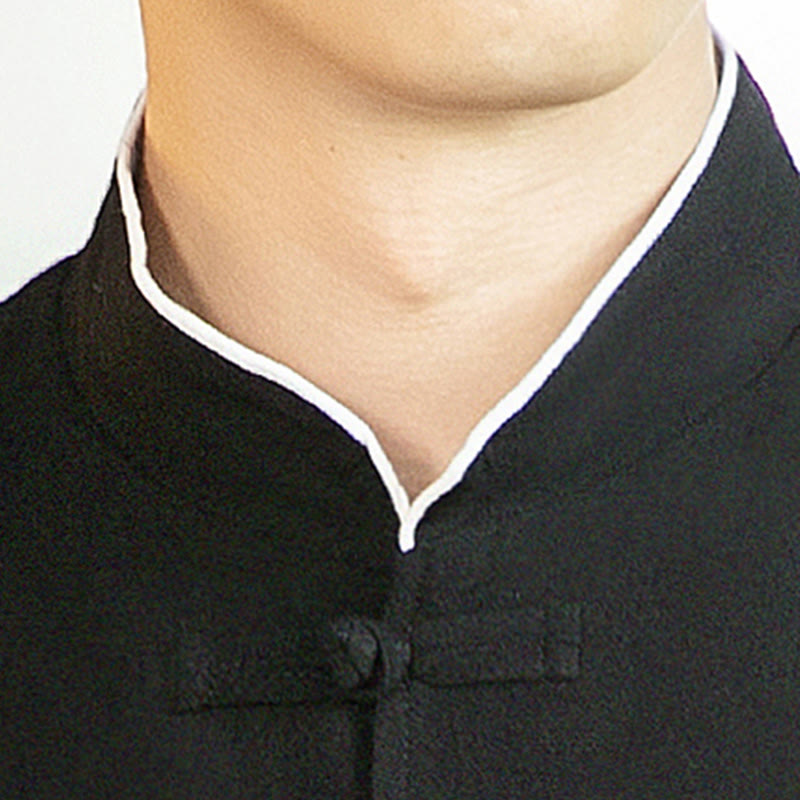 Camisa de algodón de manga larga para hombre con bordado de grulla y botones de rana y Buddha Stones - image 24