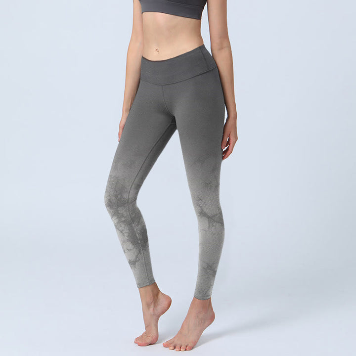 Leggings de yoga para mujer con estampado floral degradado y Buddha Stones - Gris - US18，UK/AU22，EU50 (4XL) - image 1