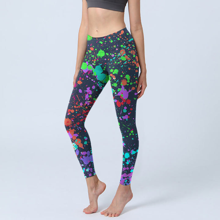 Leggings de yoga para mujer con estampado de tinta negra y Buddha Stones - Negro - US18，UK/AU22，EU50 (4XL) - image 0