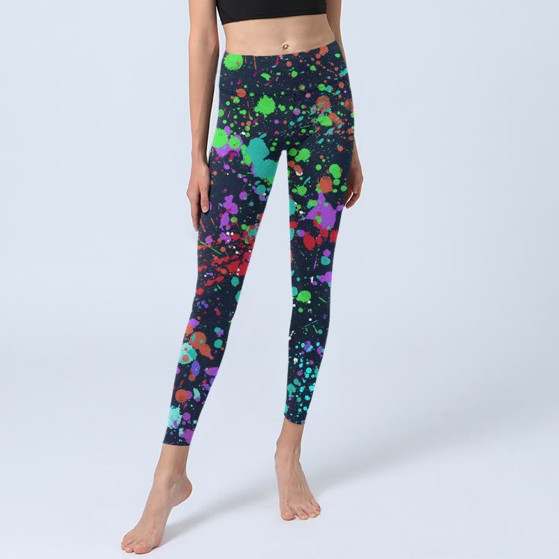 Leggings de yoga para mujer con estampado de tinta negra y Buddha Stones - image 6