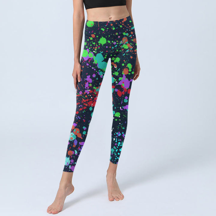 Leggings de yoga para mujer con estampado de tinta negra y Buddha Stones - image 6