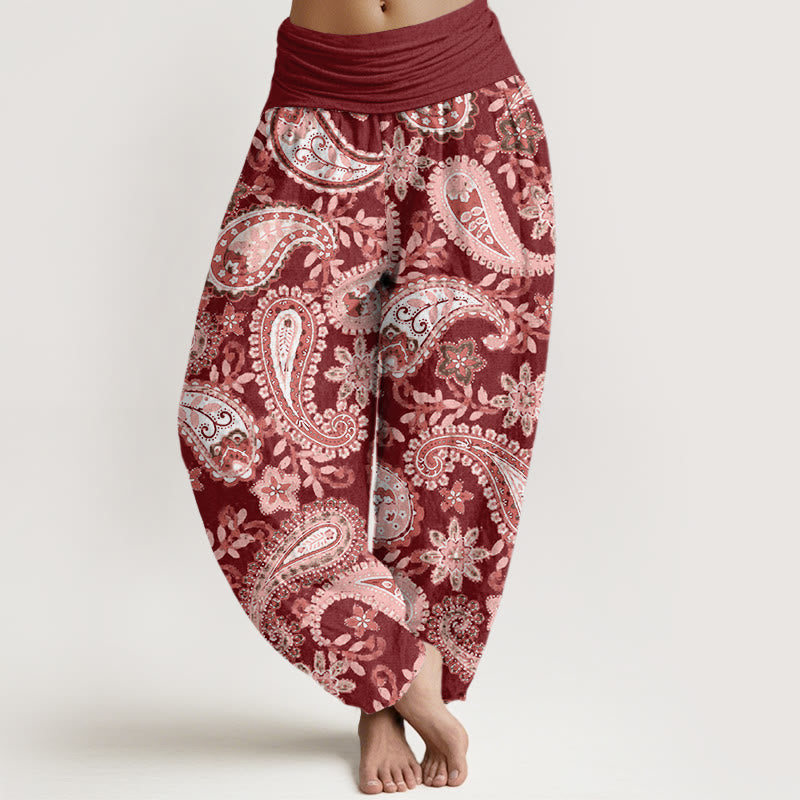 Pantalones harén con cintura elástica para mujer, estampados de cachemira y piedras de Buddha Stones - Marrón - US22，UK/AU26，EU54 (6XL) - image 1