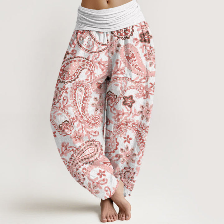 Pantalones harén con cintura elástica para mujer, estampados de cachemira y piedras de Buddha Stones - Nieve - US22，UK/AU26，EU54 (6XL) - image 5