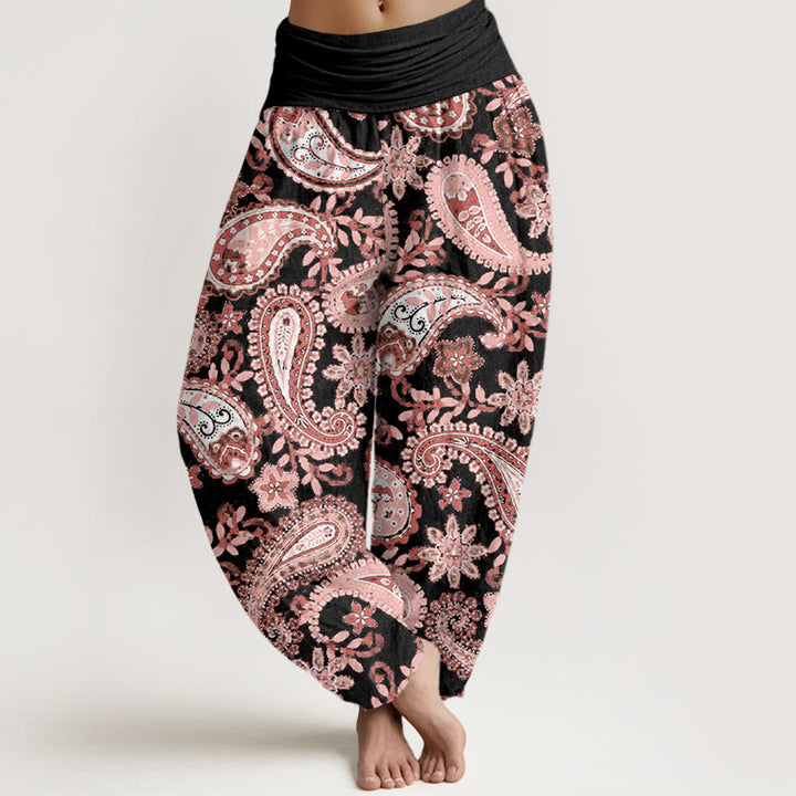 Pantalones harén con cintura elástica para mujer, estampados de cachemira y piedras de Buddha Stones - Negro - US22，UK/AU26，EU54 (6XL) - image 8