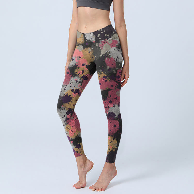 Leggings de ejercicio con estampado de salpicaduras de Buddha Stones para mujer - Negro - US18，UK/AU22，EU50 (4XL) - image 0