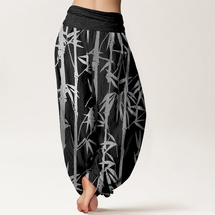 Pantalones harén de cintura elástica para mujer con estampado de hojas y Buddha Stones - image 7