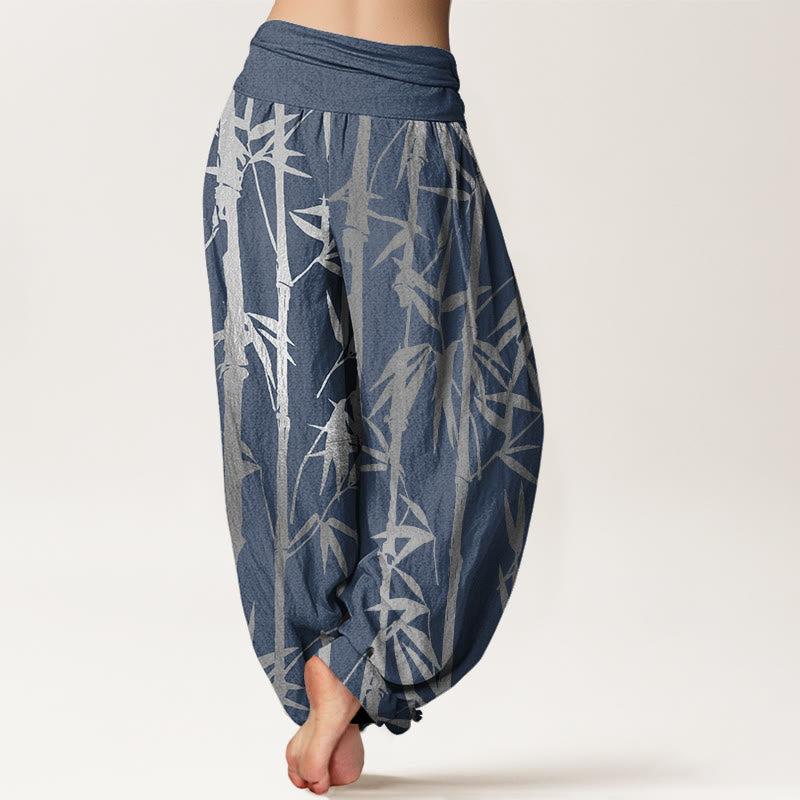 Pantalones harén de cintura elástica para mujer con estampado de hojas y Buddha Stones - image 10