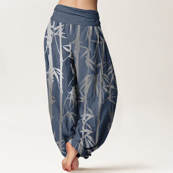 Pantalones harén de cintura elástica para mujer con estampado de hojas y Buddha Stones - image 10