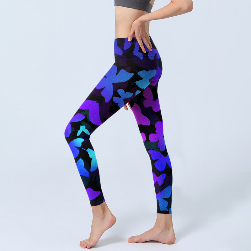 Leggings de yoga para mujer con estampado de mariposas y degradado de Buddha Stones - image 3