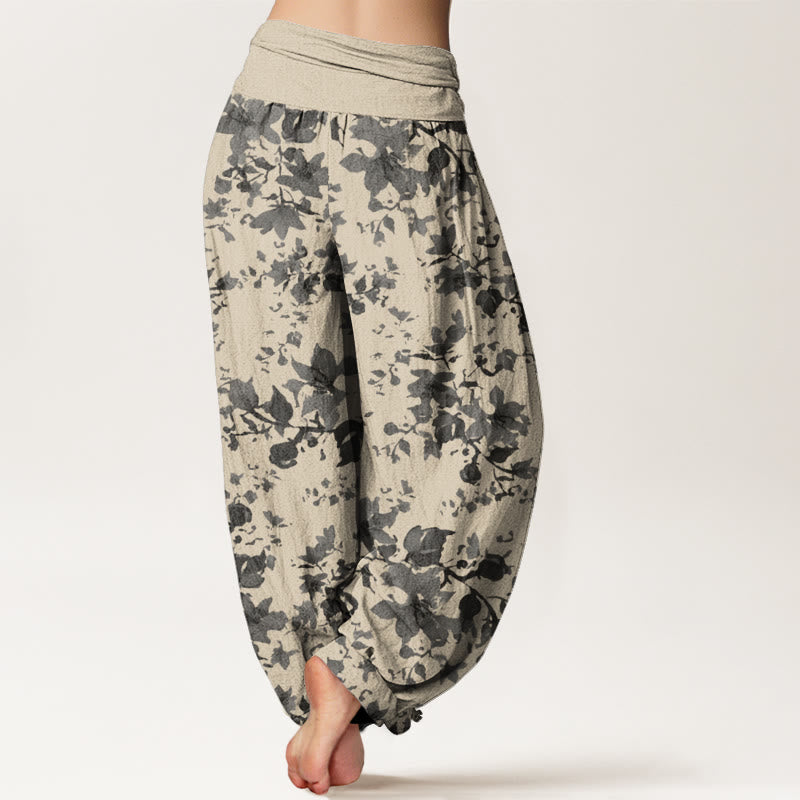 Pantalones harén con cintura elástica para mujer con diseño de hojas y piedras de Buddha Stones - image 2