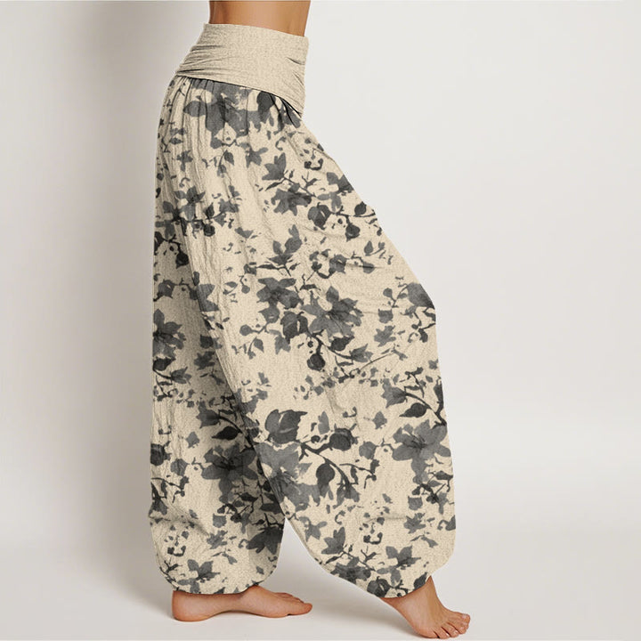 Pantalones harén con cintura elástica para mujer con diseño de hojas y piedras de Buddha Stones - image 3