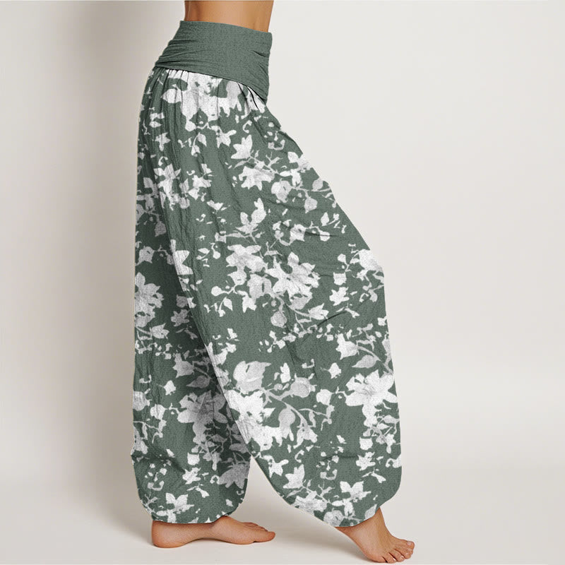 Pantalones harén con cintura elástica para mujer con diseño de hojas y piedras de Buddha Stones - image 6