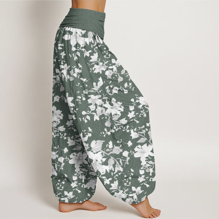 Pantalones harén con cintura elástica para mujer con diseño de hojas y piedras de Buddha Stones - image 6