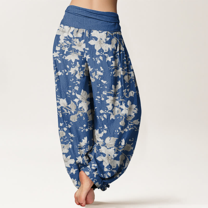 Pantalones harén con cintura elástica para mujer con diseño de hojas y piedras de Buddha Stones - image 9