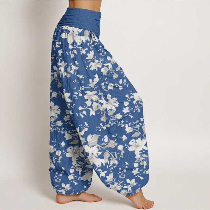 Pantalones harén con cintura elástica para mujer con diseño de hojas y piedras de Buddha Stones - image 10