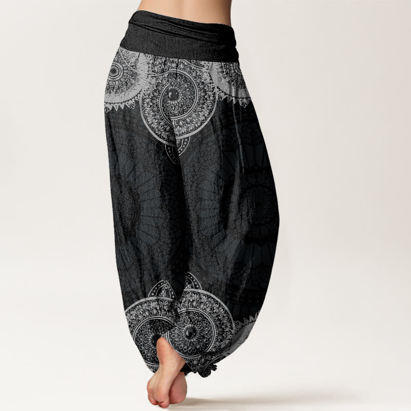 Pantalones harén con cintura elástica para mujer con diseño de mandala circular y Buddha Stones - image 2