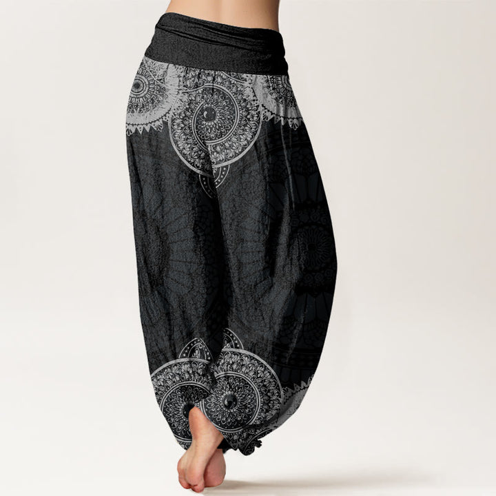 Pantalones harén con cintura elástica para mujer con diseño de mandala circular y Buddha Stones - image 2