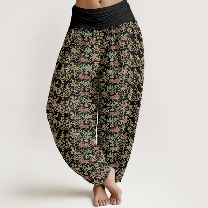 Pantalones harén con cintura elástica para mujer con diseño de rayas de animales y Buddha Stones - Negro - US22，UK/AU26，EU54 (6XL) - image 1
