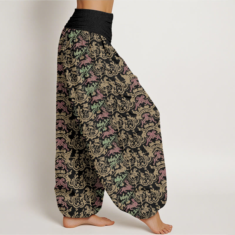 Pantalones harén con cintura elástica para mujer con diseño de rayas de animales y Buddha Stones - image 3