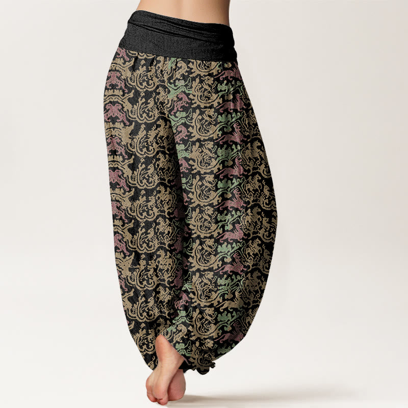 Pantalones harén con cintura elástica para mujer con diseño de rayas de animales y Buddha Stones - image 2