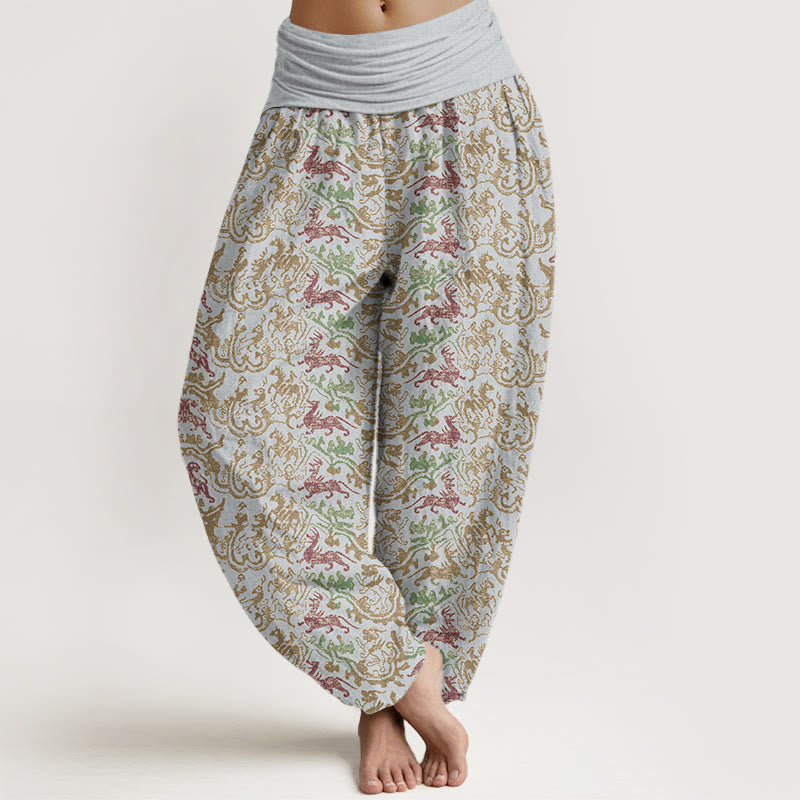Pantalones harén con cintura elástica para mujer con diseño de rayas de animales y Buddha Stones - Gris claro - US22，UK/AU26，EU54 (6XL) - image 5