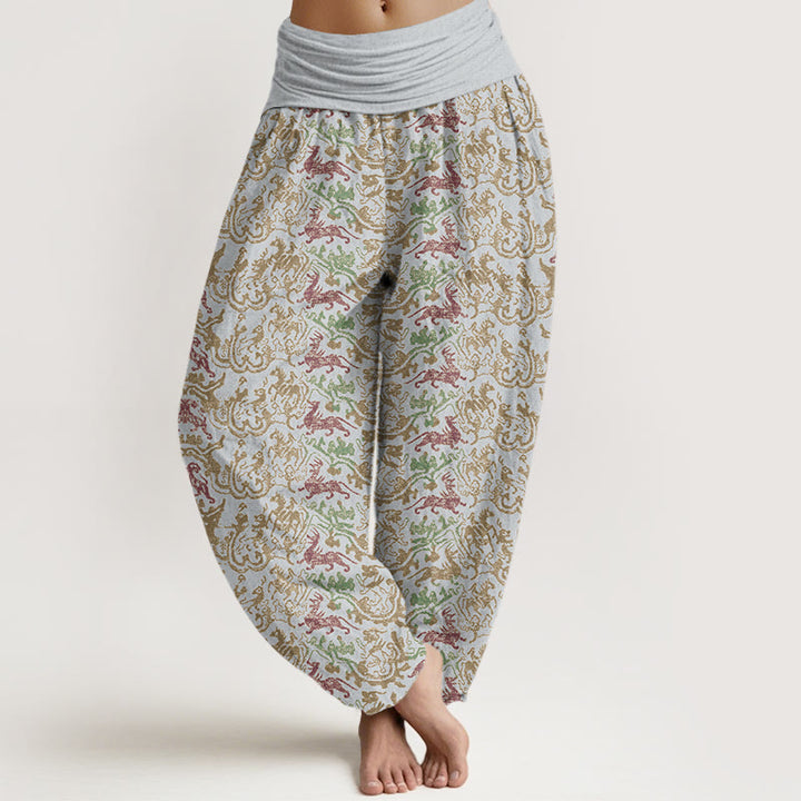 Pantalones harén con cintura elástica para mujer con diseño de rayas de animales y Buddha Stones - Gris claro - US22，UK/AU26，EU54 (6XL) - image 5