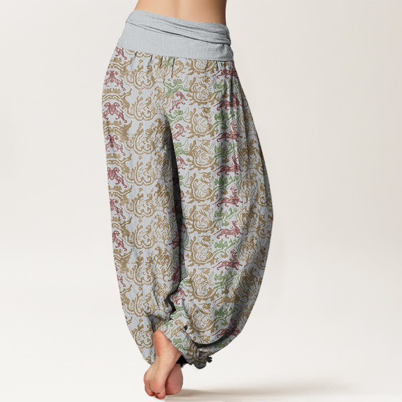 Pantalones harén con cintura elástica para mujer con diseño de rayas de animales y Buddha Stones - image 6