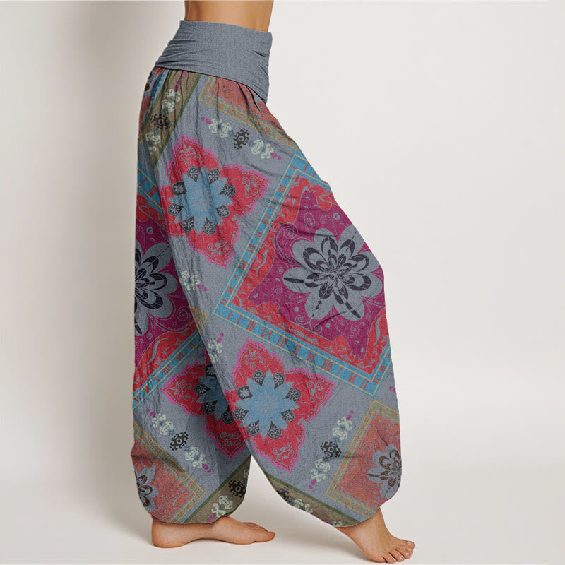 Pantalones harén con cintura elástica para mujer, diseño floral geométrico en forma de diamante y Buddha Stones - image 7