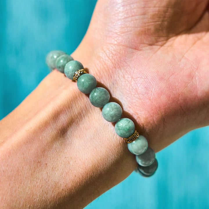 Pulsera de jade verde natural con Buddha Stones y amuleto de la suerte Om Mani Padme Hum Cyclone