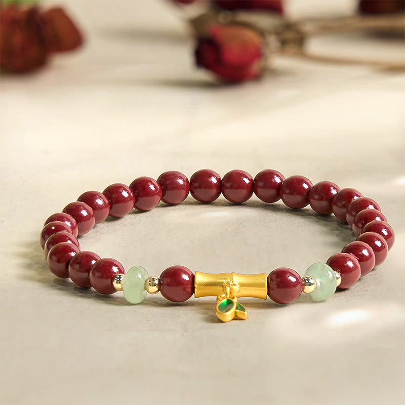 Pulsera de concentración de bambú y cinabrio con Buddha Stones