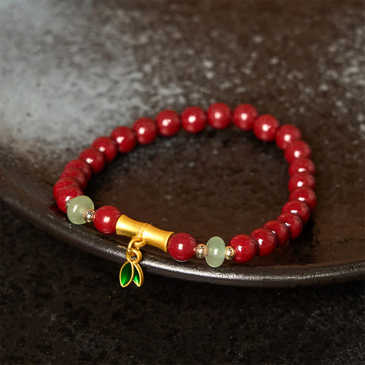 Pulsera de concentración de bambú y cinabrio con Buddha Stones
