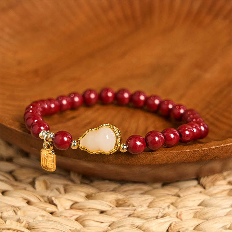 Pulsera con amuleto de bendición con Buddha Stones y calabaza cinabrio