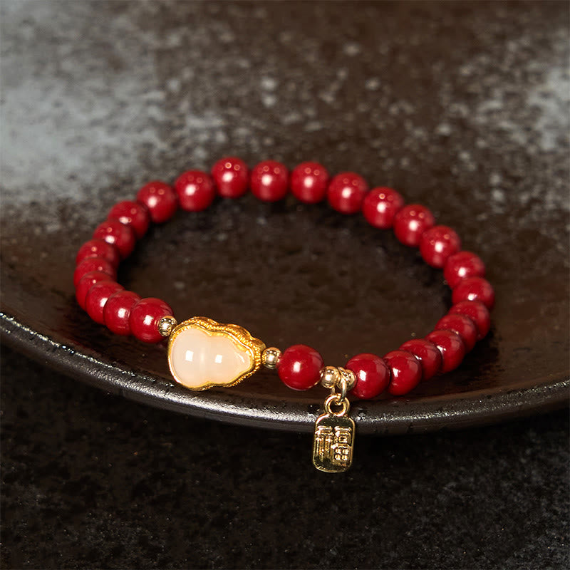 Pulsera con amuleto de bendición con Buddha Stones y calabaza cinabrio