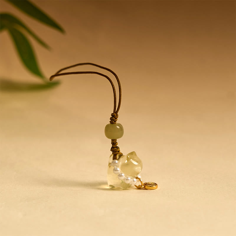 Buddha Stones, cristal rosa, amatista, citrino, perla, personaje Fu, gatito de la suerte, calidez, decoración colgante para teléfono