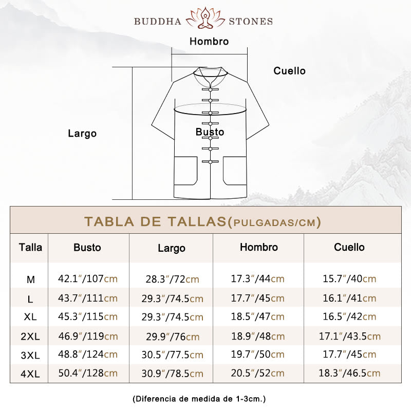 Traje Tang con botones de rana de Color sólido con piedras de Buddha Stones, conjunto tradicional de ropa de algodón y lino de manga corta con pantalones y pantalones para hombre - image 3