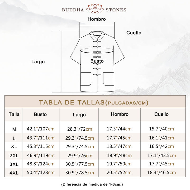 Traje Tang con botones de rana de Color sólido con piedras de Buddha Stones, conjunto tradicional de ropa de algodón y lino de manga corta con pantalones y pantalones para hombre - image 3