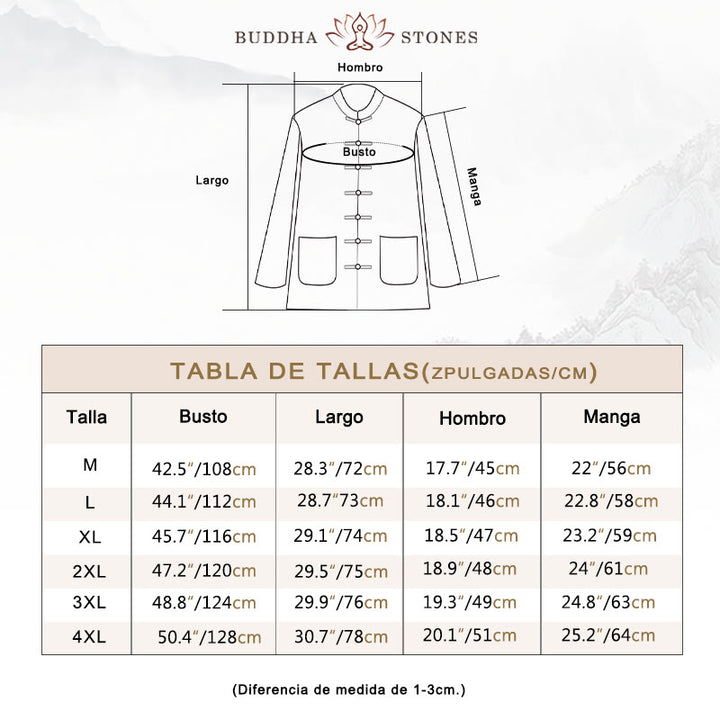 Camisa de manga larga con botones de Buddha Stones para meditación, pantalones, traje para hombre - image 3