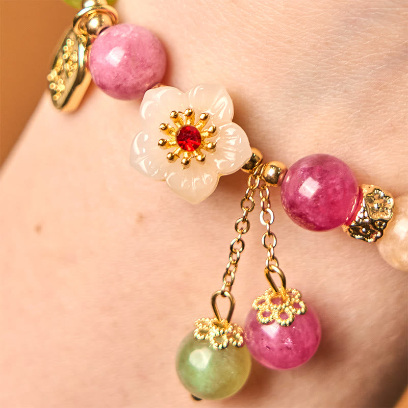 Pulsera de la suerte con turmalina natural y flor de Buddha Stones