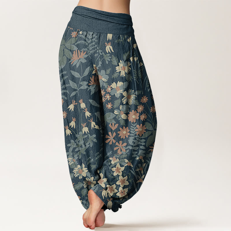 Pantalones harén con cintura elástica para mujer, diseño informal con margaritas, flores y hojas de Buddha Stones - image 3