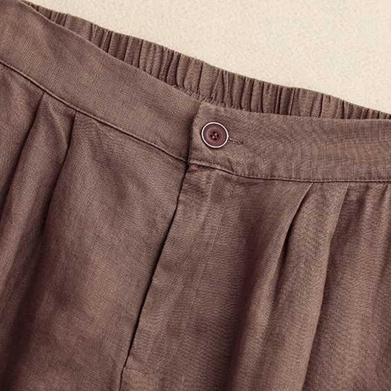 Pantalones cortos de mujer con bolsillos, estampado Buddha Stones, color liso, cremallera, botón y cierre tipo rana, ideales para el verano. - image 1