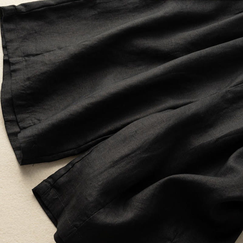 Pantalones cortos de mujer de algodón y lino lisos con botones y bolsillos, estampado Buddha Stones, estilo casual de verano. - image 15