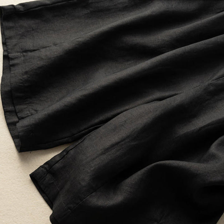 Pantalones cortos de mujer de algodón y lino lisos con botones y bolsillos, estampado Buddha Stones, estilo casual de verano. - image 15