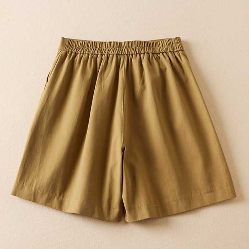 Pantalones cortos informales de verano con diseño de Buddha Stones, de lino y algodón, con cremallera y botones para mujer, con bolsillos - image 1