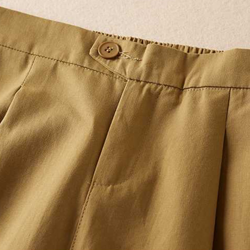 Pantalones cortos informales de verano con diseño de Buddha Stones, de lino y algodón, con cremallera y botones para mujer, con bolsillos