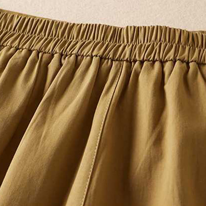 Pantalones cortos informales de verano con diseño de Buddha Stones, de lino y algodón, con cremallera y botones para mujer, con bolsillos - image 3