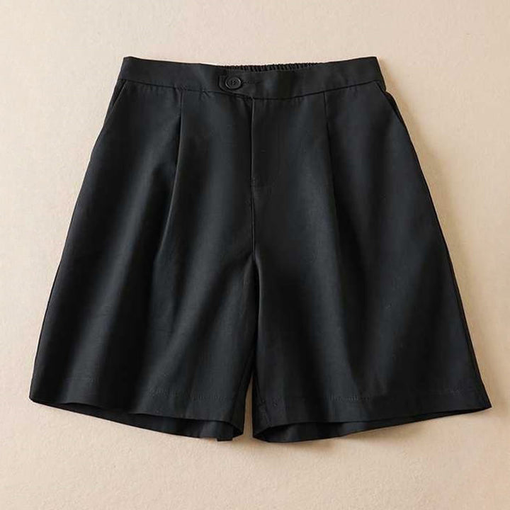 Pantalones cortos informales de verano con diseño de Buddha Stones, de lino y algodón, con cremallera y botones para mujer, con bolsillos