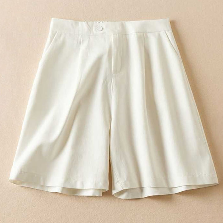Pantalones cortos informales de verano con diseño de Buddha Stones, de lino y algodón, con cremallera y botones para mujer, con bolsillos