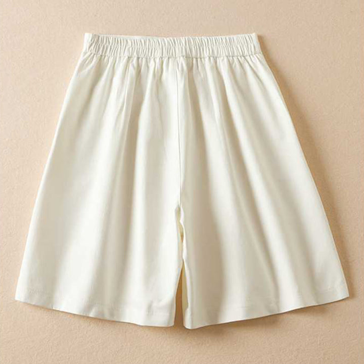 Pantalones cortos informales de verano con diseño de Buddha Stones, de lino y algodón, con cremallera y botones para mujer, con bolsillos - image 14